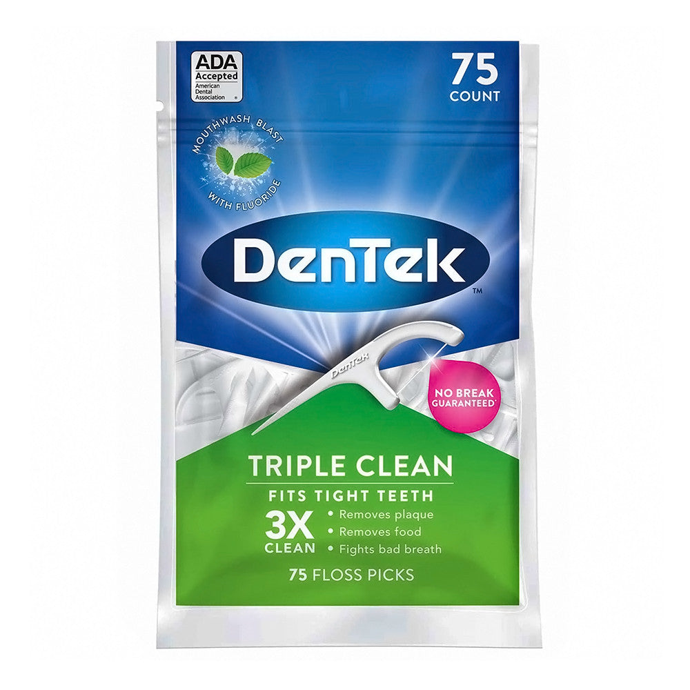 Dentek Triple Clean Floss Picks, Fresh Mint, 75 Ea